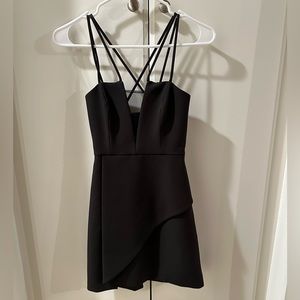 BCBGMaxAzria Women's Strappy Asymmetrical Sheath Dress Black Size 0